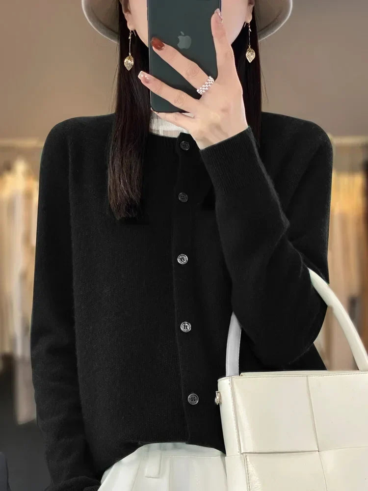 Women's Classic Button Front Ribbed Cardigan