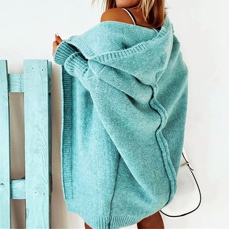 Cardigan ample en maille ajourée pour femme avec capuche