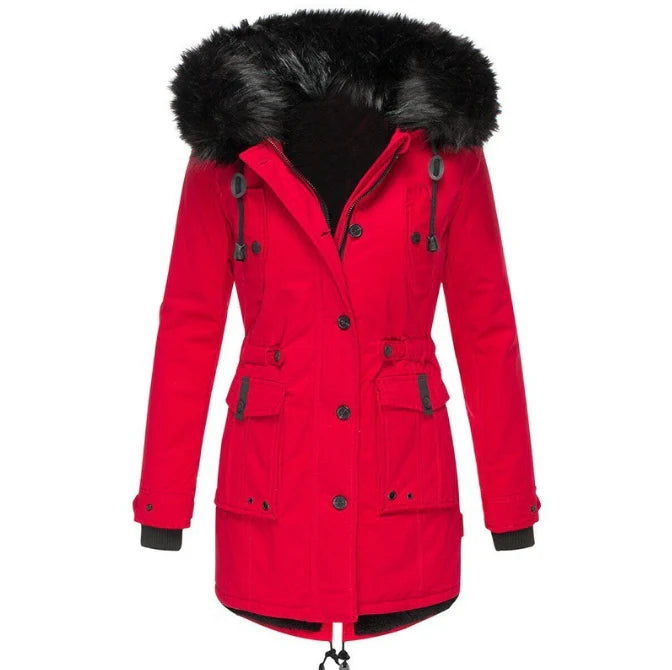 Women's Longline Fur Hooded Parka Coat