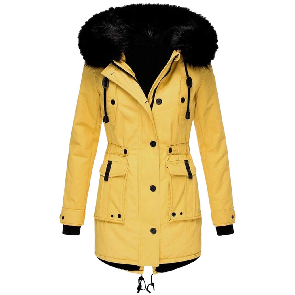 Women's Longline Fur Hooded Parka Coat
