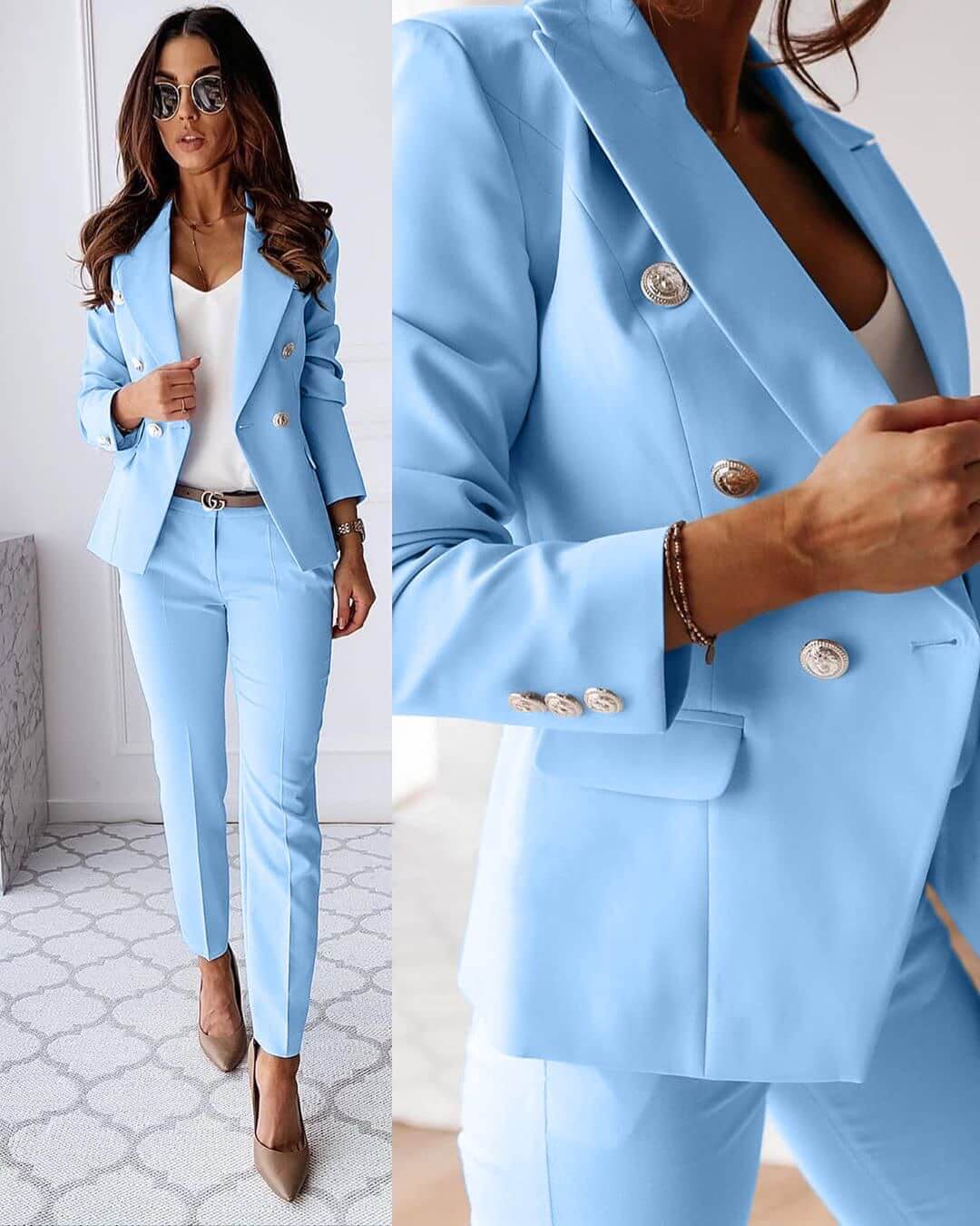 Women's Blazer Suit Set with Matching Pants