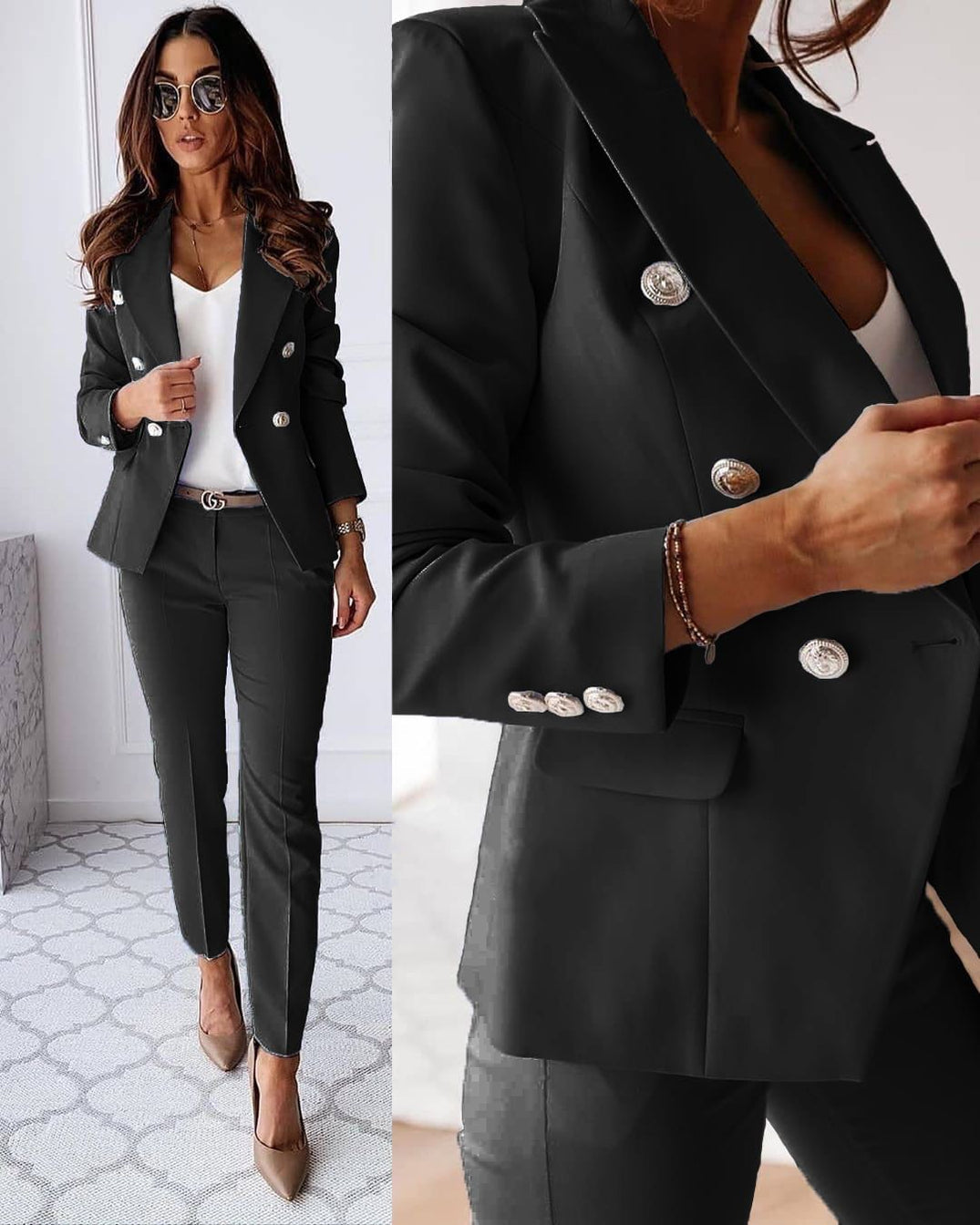 Women's Blazer Suit Set with Matching Pants