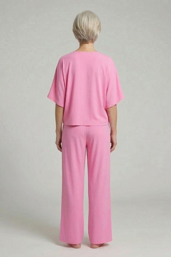 Ensemble Deux Pièces en Mousseline Pantalon Large pour Femme