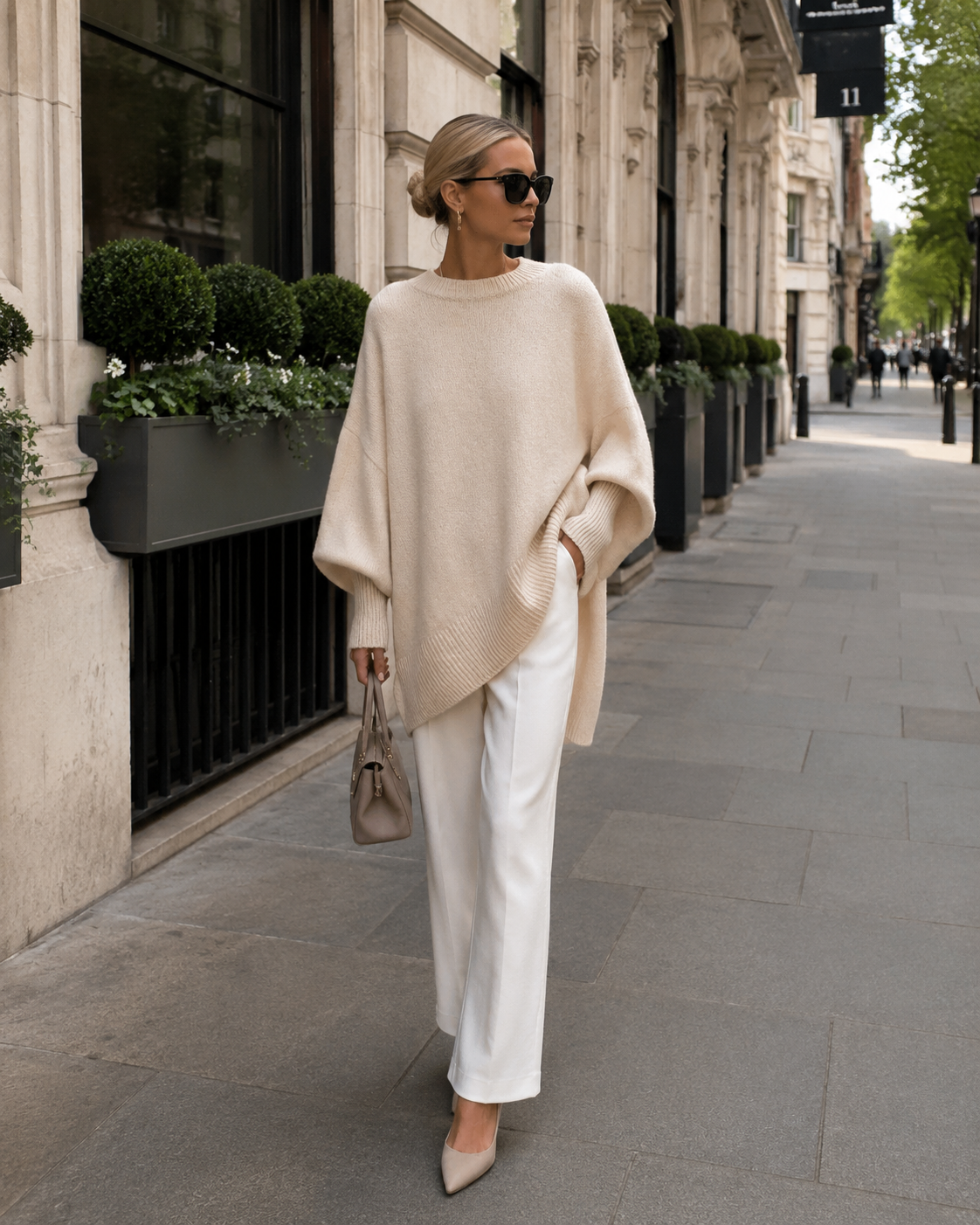 Suéter tipo poncho extragrande para mujer con mangas murciélago
