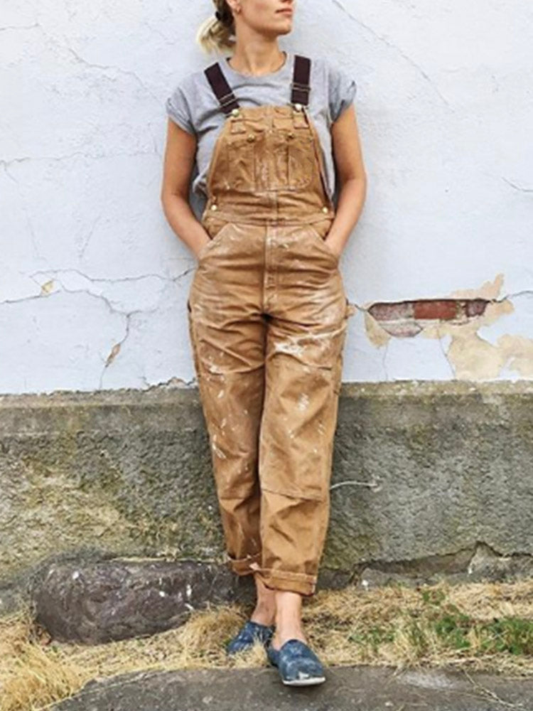 Women's Utility Dungaree Casual Jumpsuit