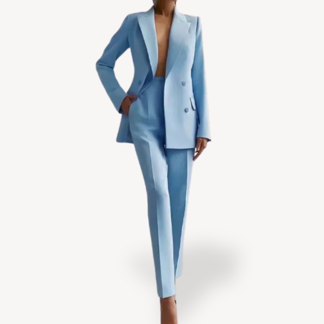 Women's Elegant Double-Breasted Pant Suit Set