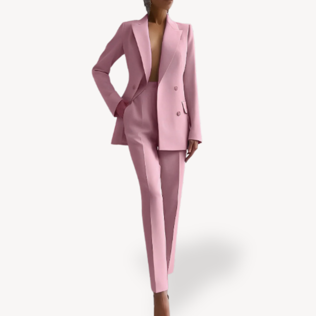 Women's Elegant Double-Breasted Pant Suit Set
