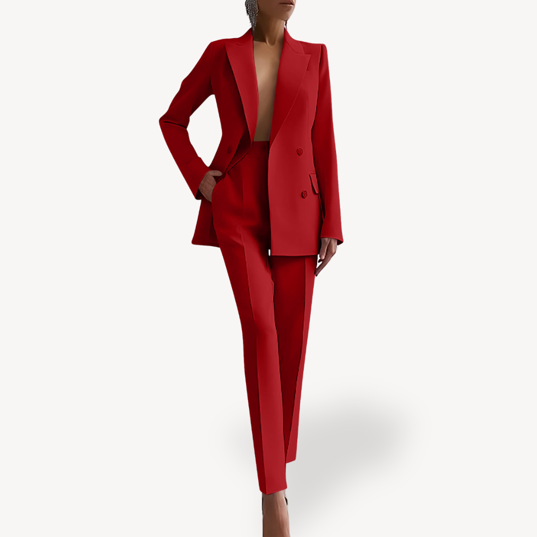 Women's Elegant Double-Breasted Pant Suit Set