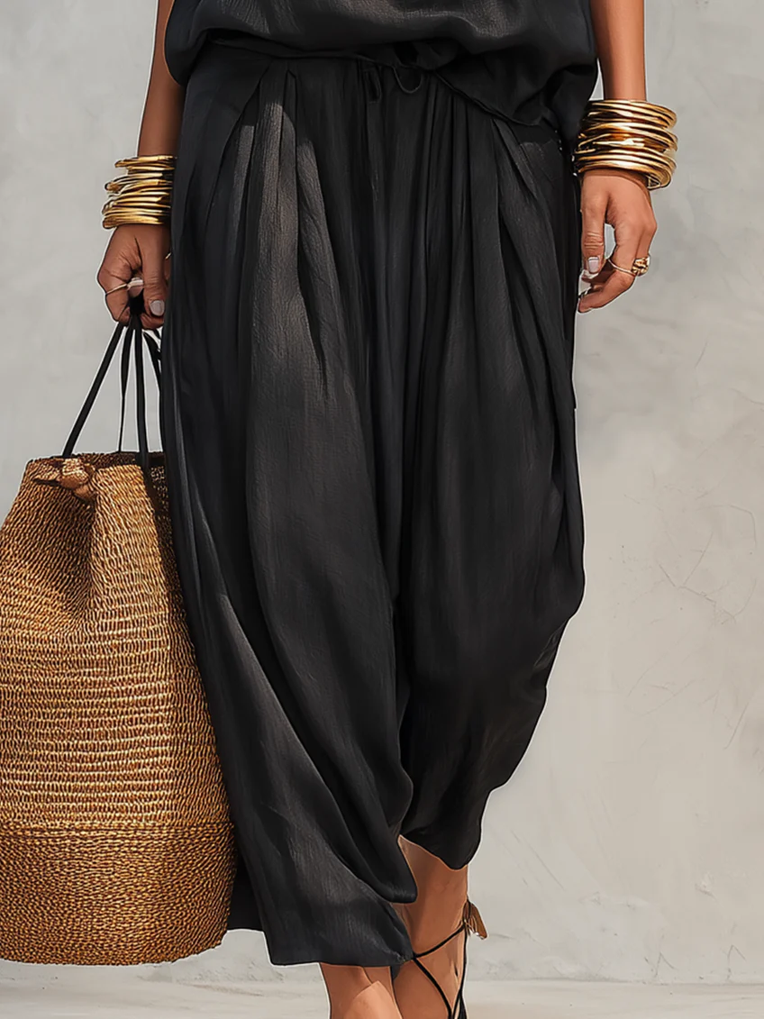 Women's Cowl Neck Top & Harem Trouser Set