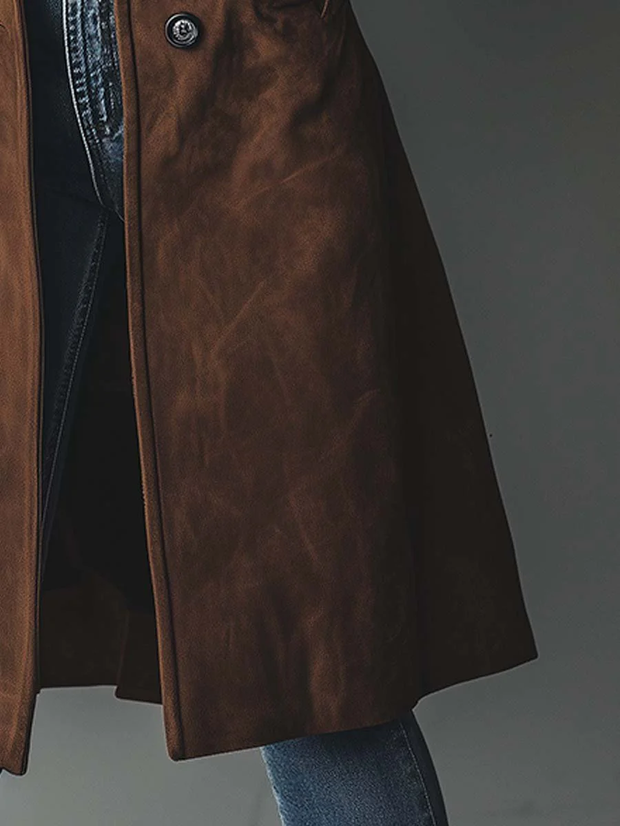 Women's Long Button Front Trench Coat
