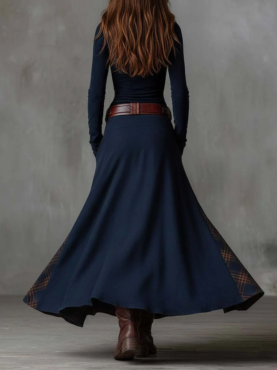Robe longue vintage à manches longues pour femmes