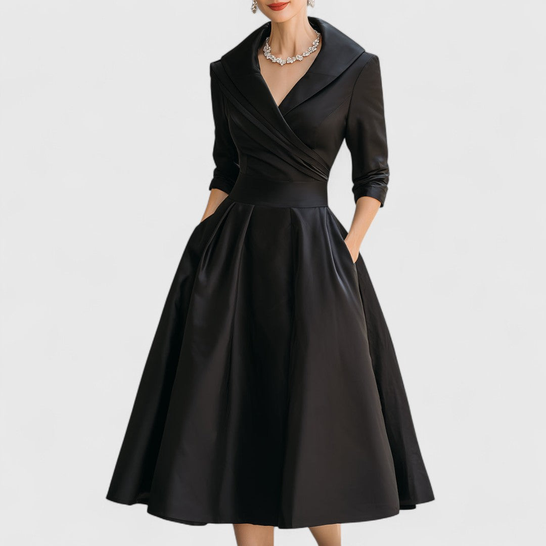 Robe midi élégante à décolleté en V pour femmes