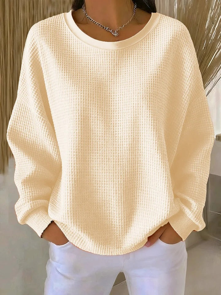 Women’s Waffle Knit Crew Neck Sweater