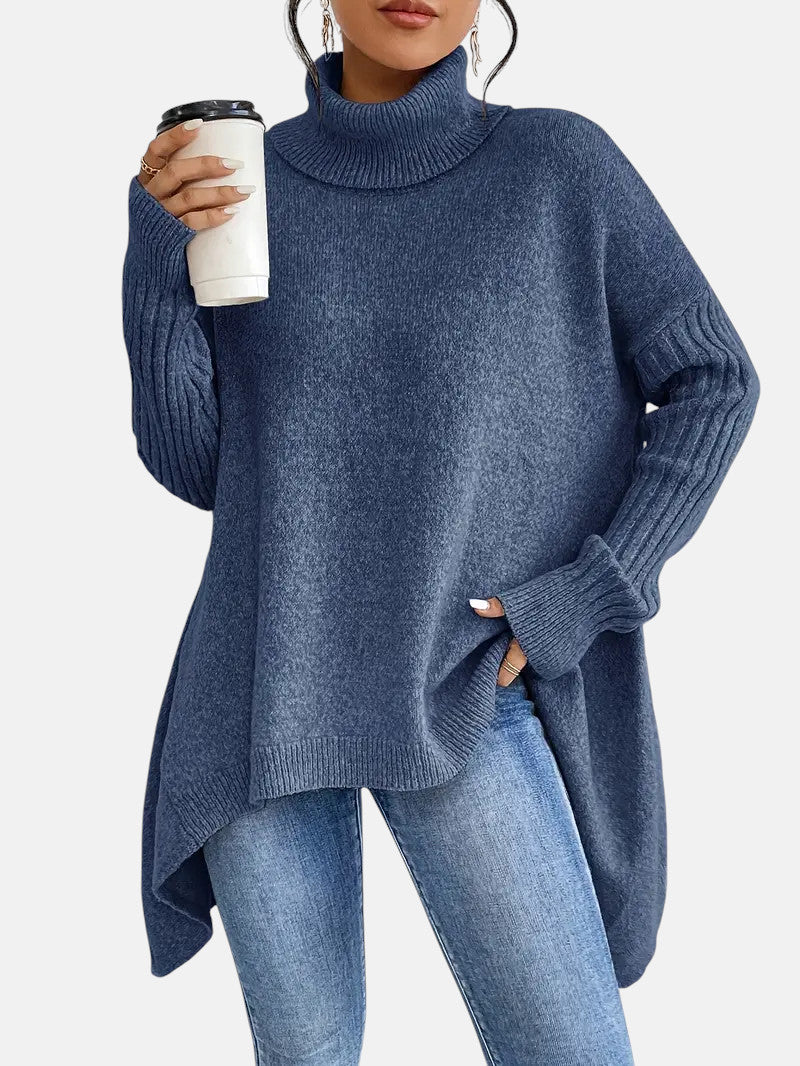 Women's Oversized Turtleneck Tunic Sweater