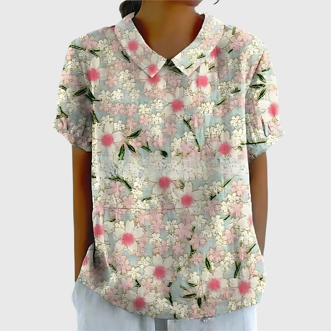 Jenna Floral Blouse for Women - Lightweight Casual Top