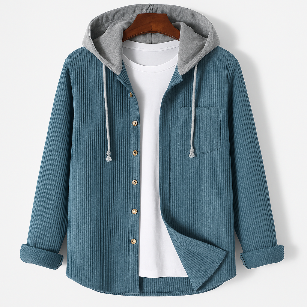 Women’s Hooded Corduroy Button-Up Jacket