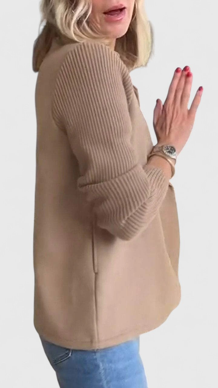 Women's Double-Breasted Blazer with Contrast Sleeves