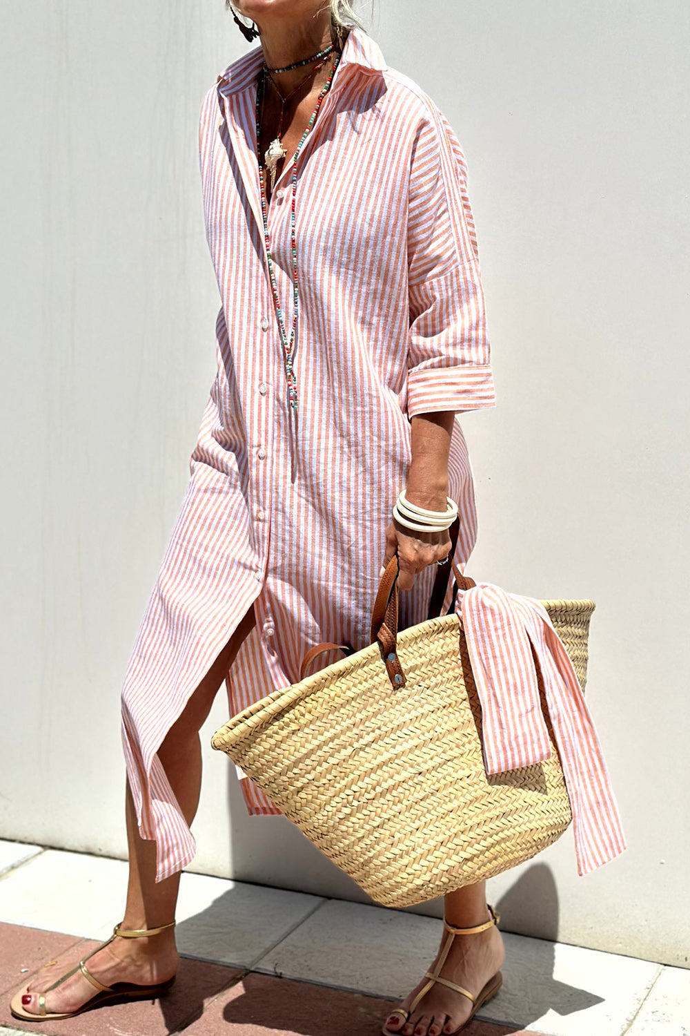 Stylish Striped Shirt Dress - Comfortable and Versatile