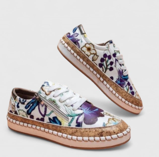 Women's Floral Print Platform Lace-Up Sneakers