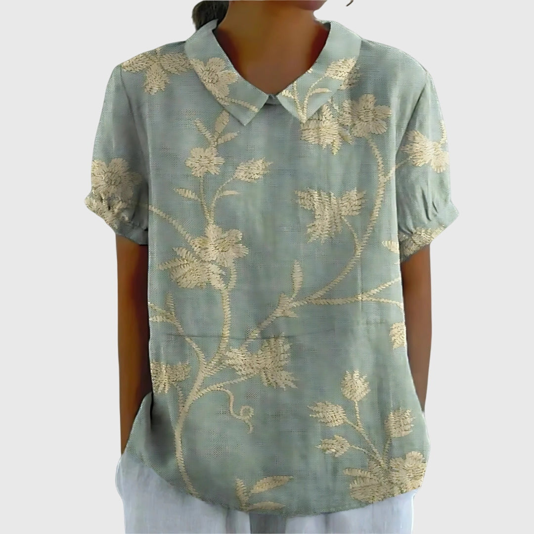 Jenna Floral Blouse for Women - Lightweight Casual Top