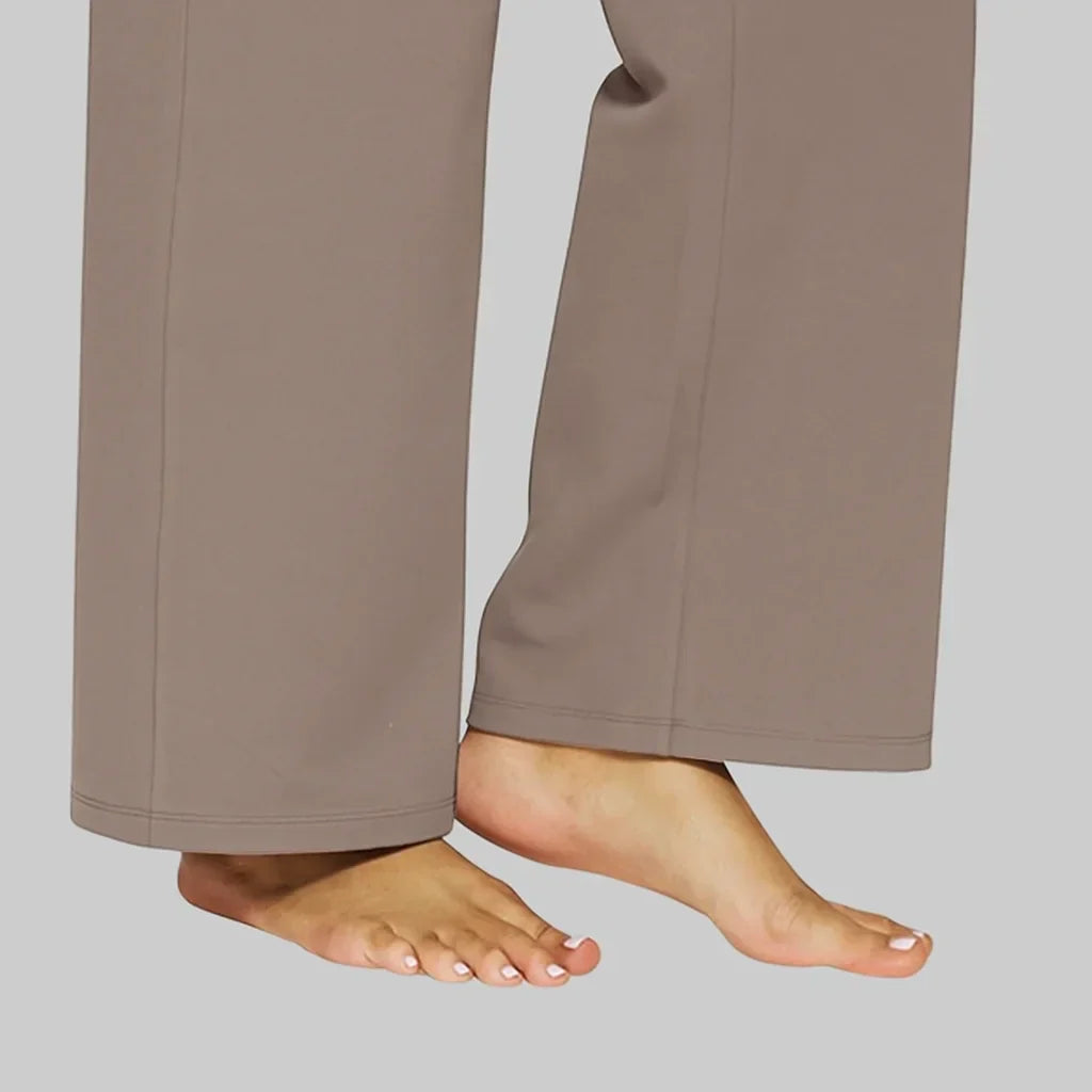 Pantalon large taille haute pour femme avec poches latérales
