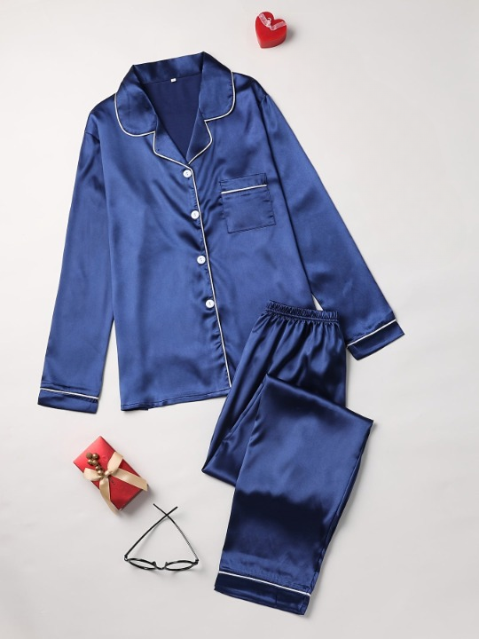 Luxurious Silk Two-Piece Sleepwear Set - Casual Comfort