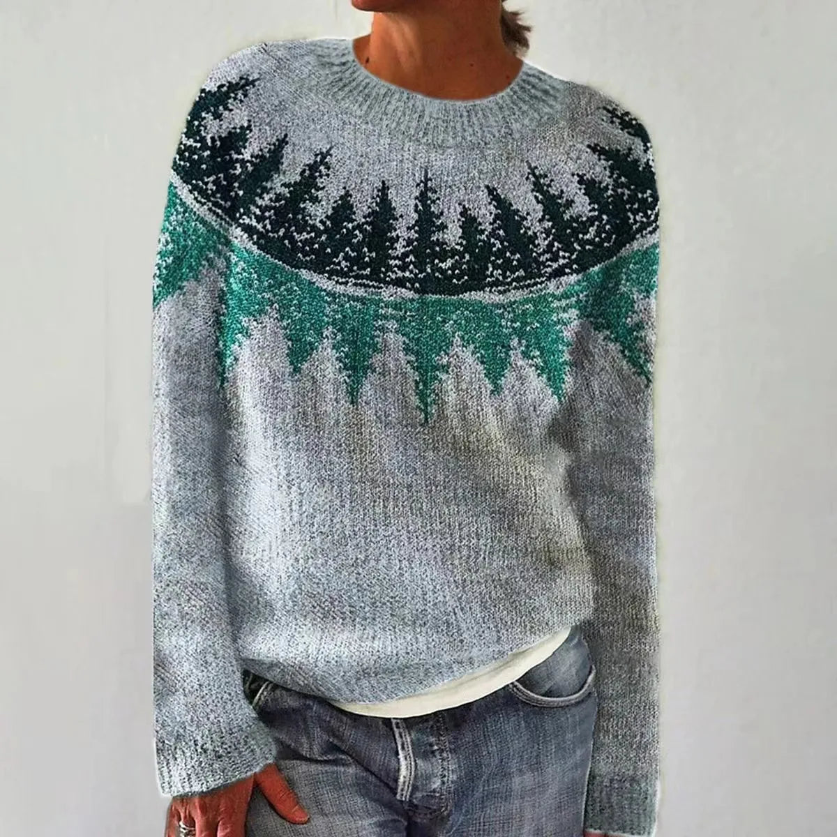 Suéter de punto Fair Isle colorido para mujer