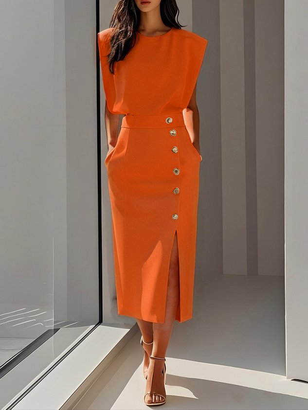 Robe midi ajustée moderne Élégante style minimaliste