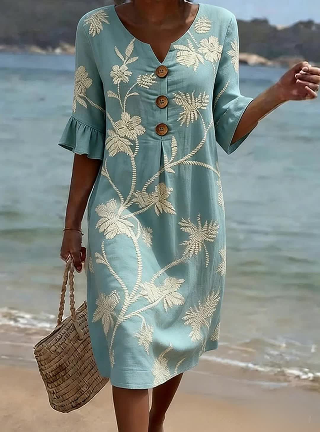 Women’s Relaxed Fit Summer Floral Midi Dress