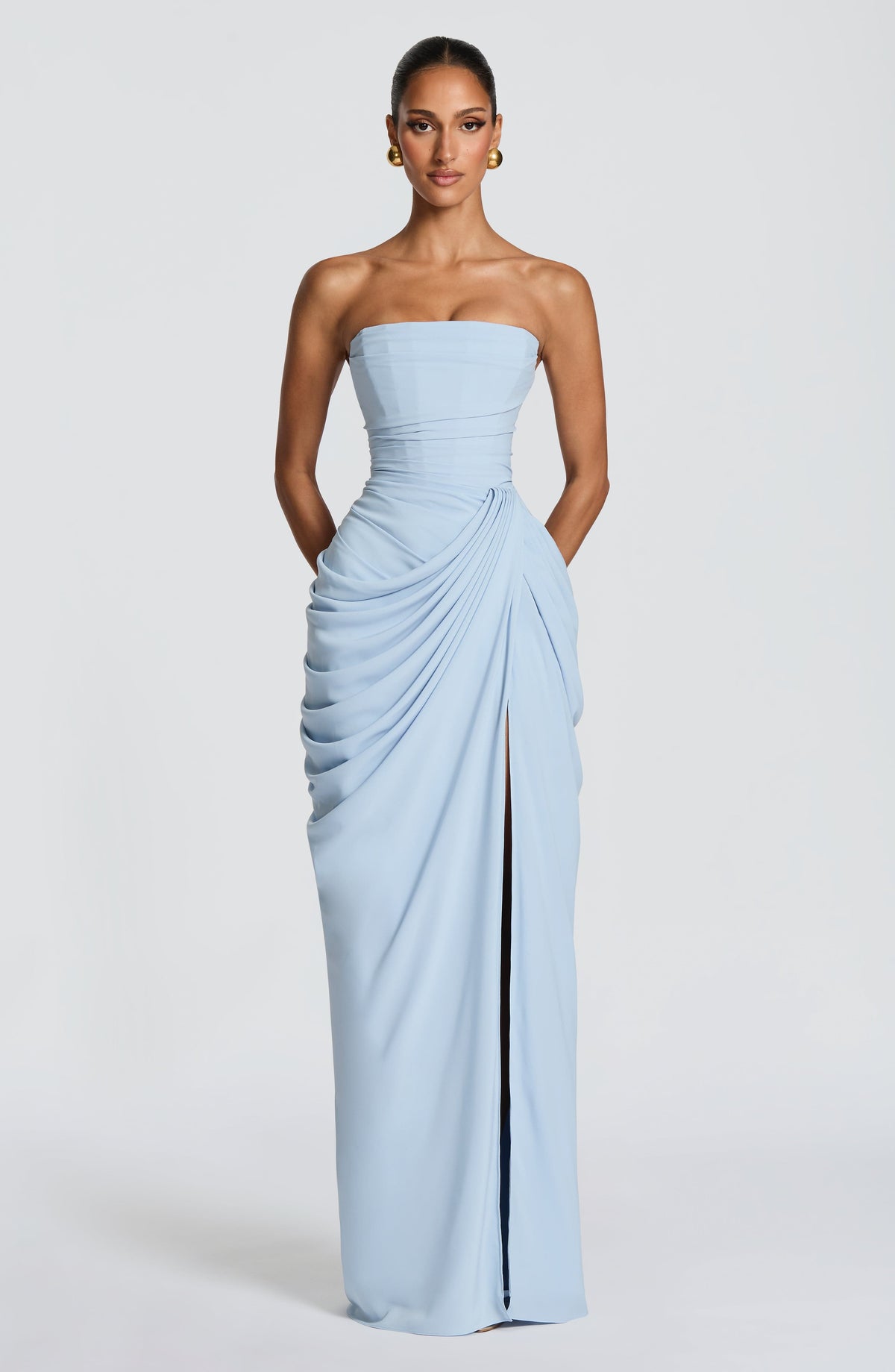 Women's Chiffon Maxi Dress with Corset Bodice