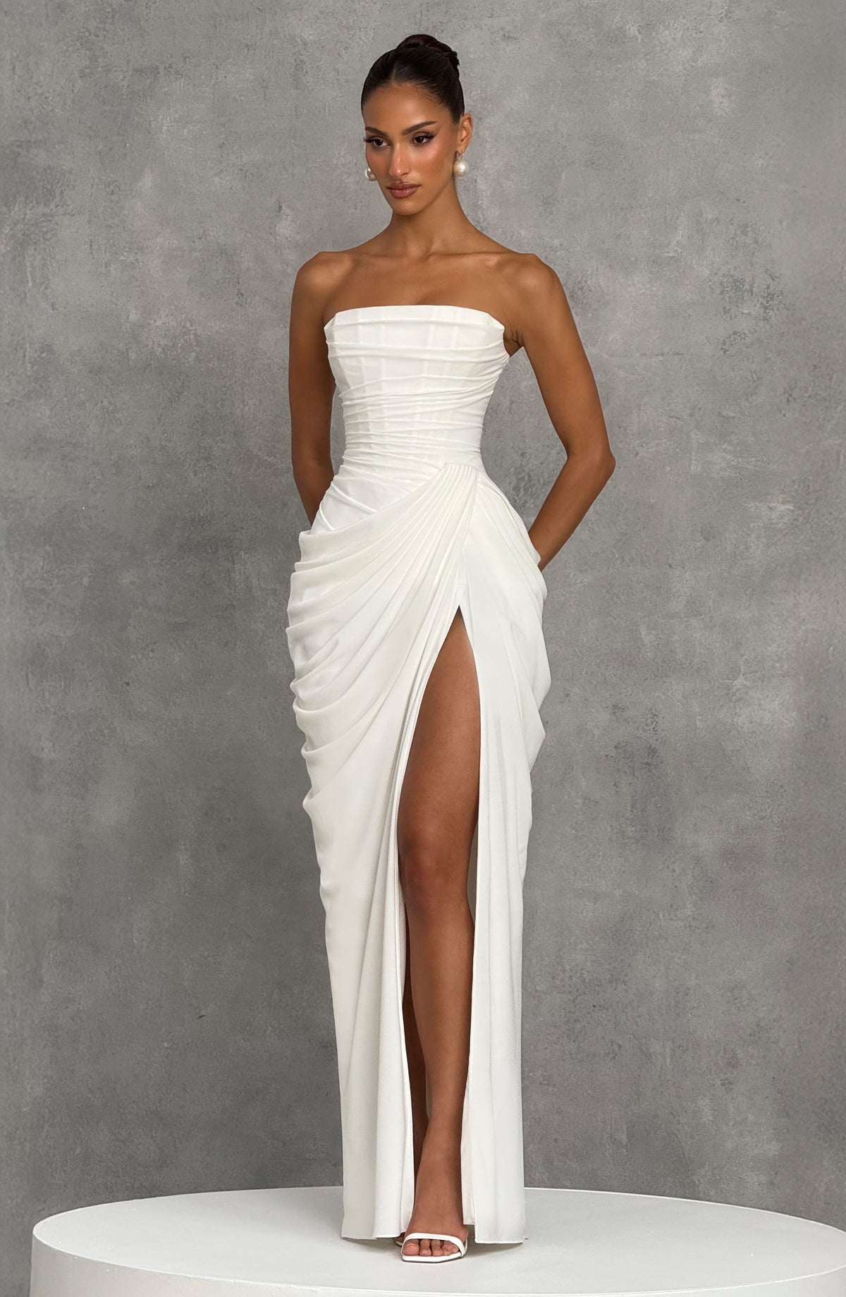 Women's Chiffon Maxi Dress with Corset Bodice