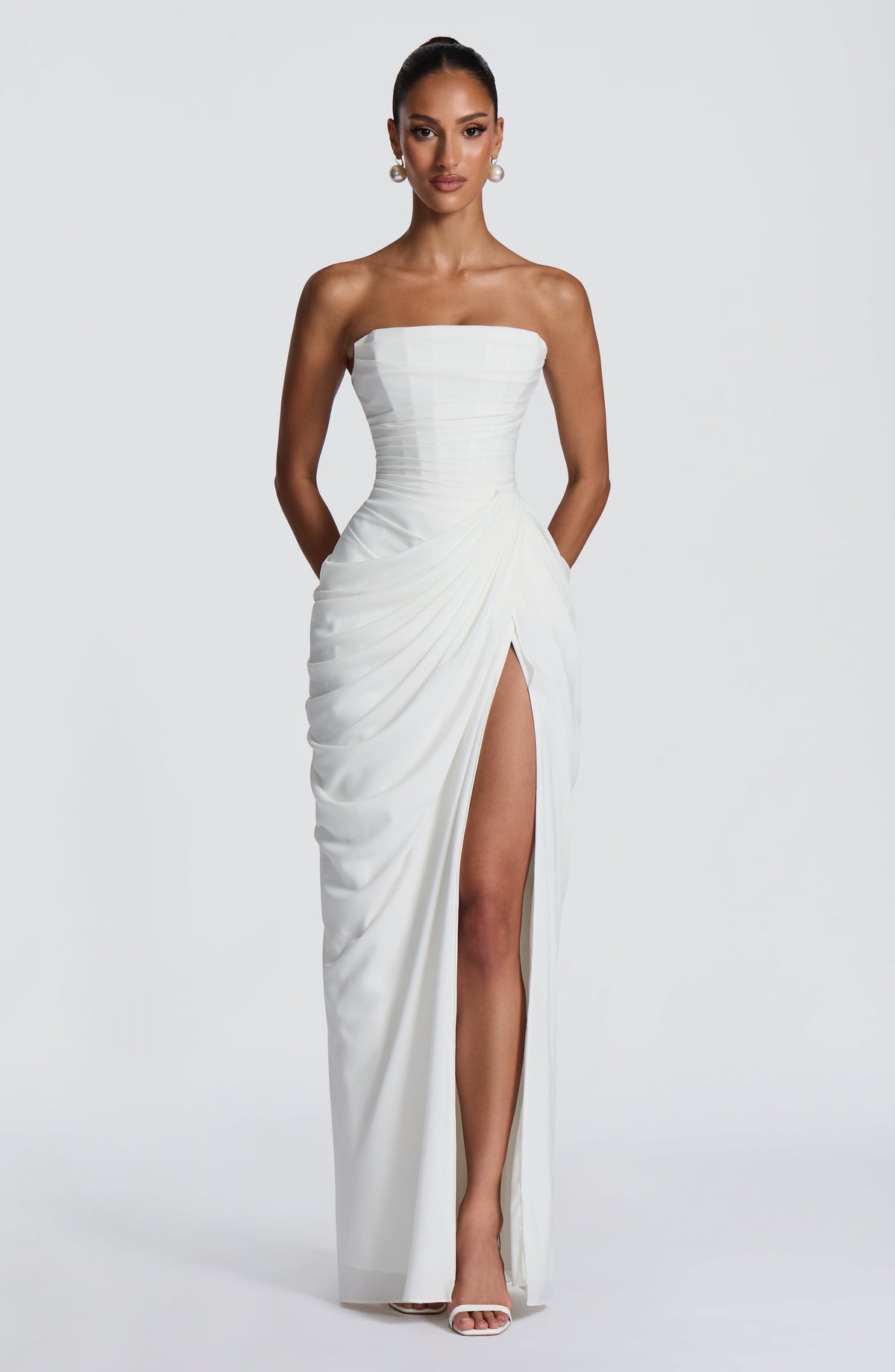 Women's Chiffon Maxi Dress with Corset Bodice