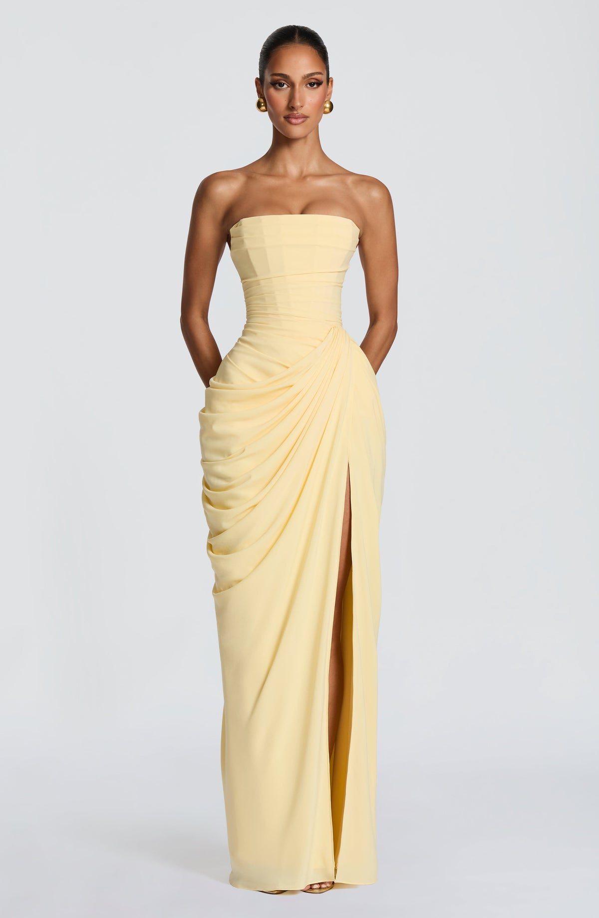 Women's Chiffon Maxi Dress with Corset Bodice
