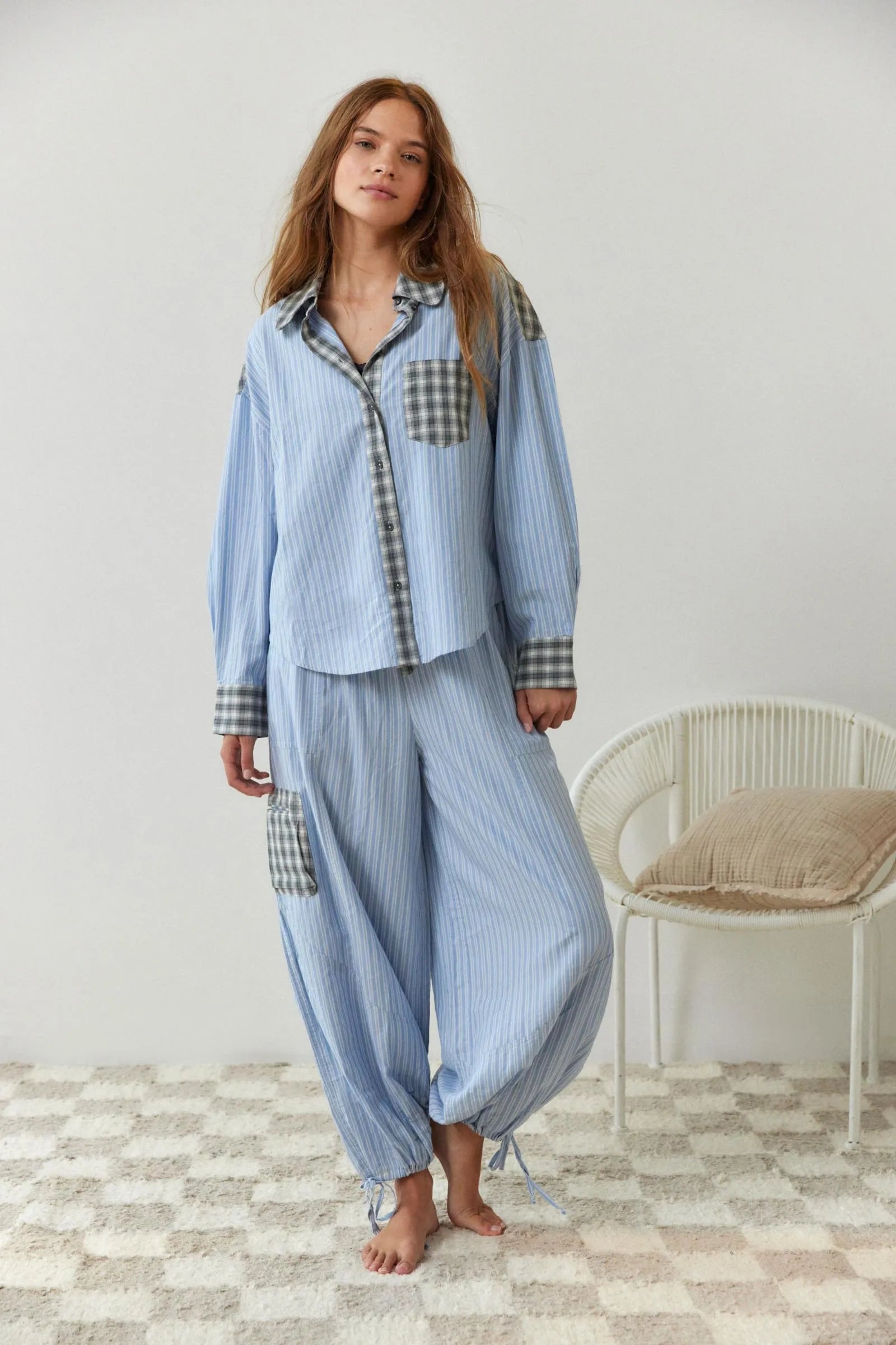 Ensemble pyjama femme 2 pièces en coton stretch doux