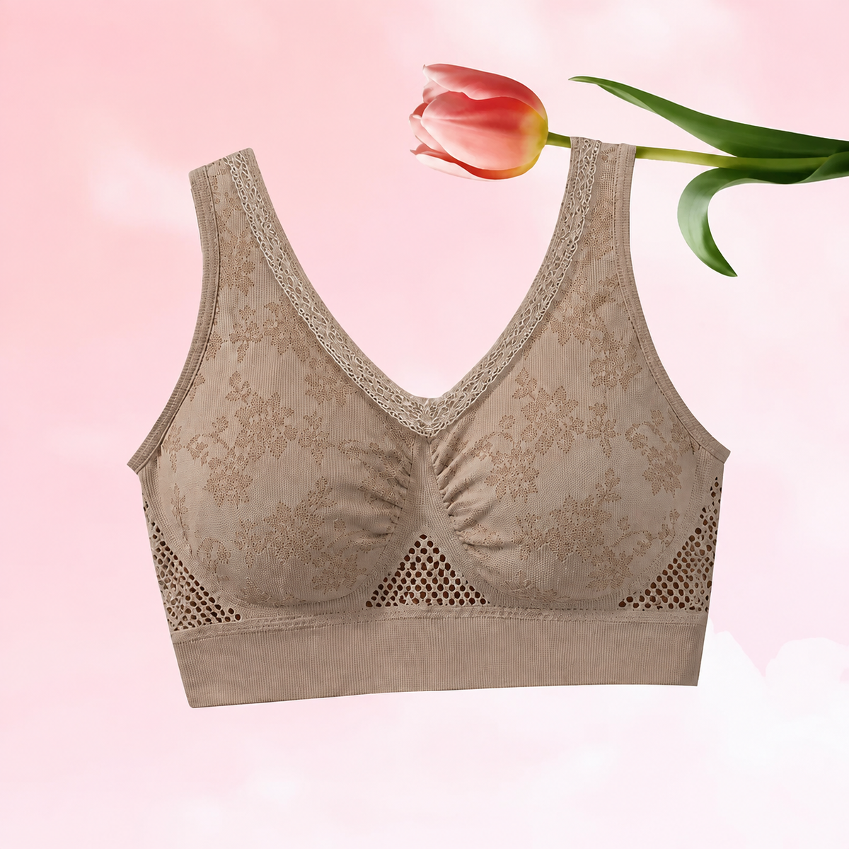 Reggiseno wireless da donna con effetto push-up e supporto traspirante