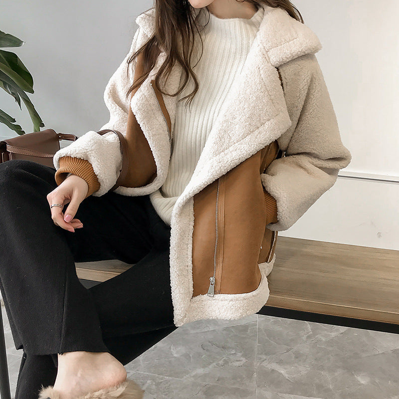 Γυναικείο oversized μπουφάν aviator με επένδυση sherpa