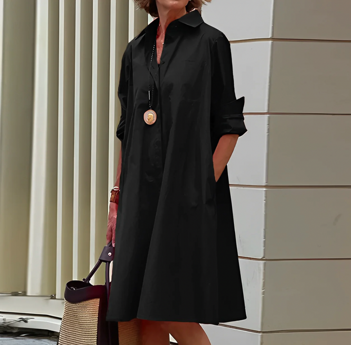 Robe chemise fluide boutonnée pour femmes, du jour à la nuit