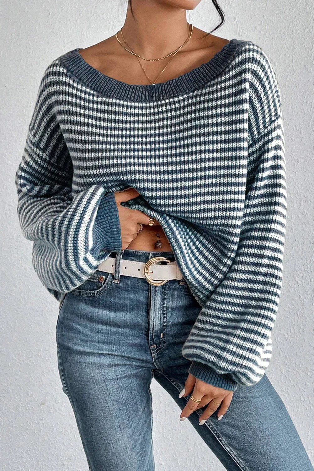 Pull tricoté patchwork coloré pour femmes