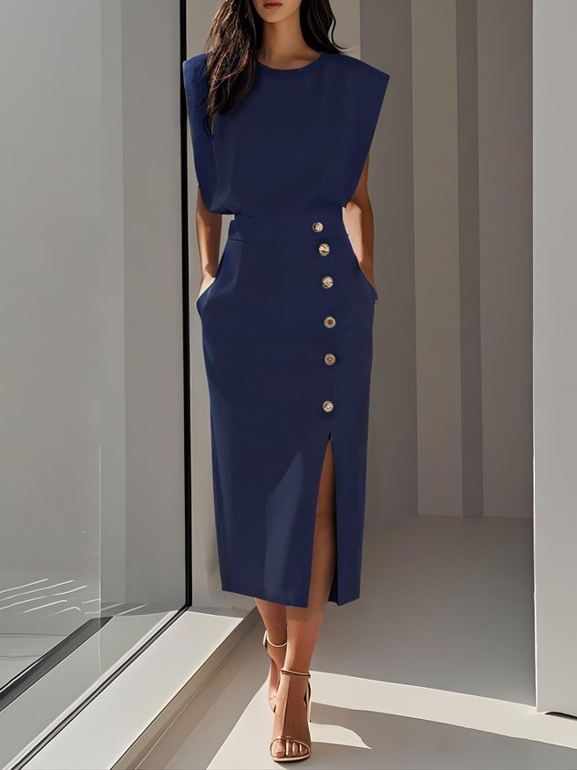 Robe midi ajustée moderne Élégante style minimaliste
