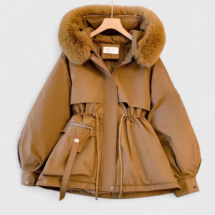 Women's Faux Fur Hood Parka with Adjustable Waist