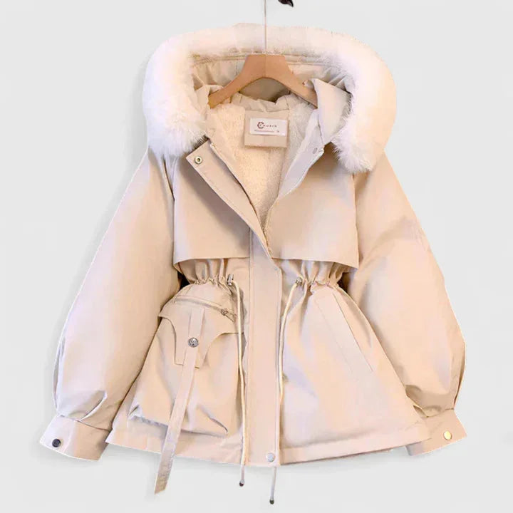 Women's Faux Fur Hood Parka with Adjustable Waist