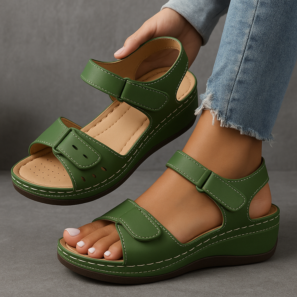 Sandales compensées confort décontracté avec brides Velcro