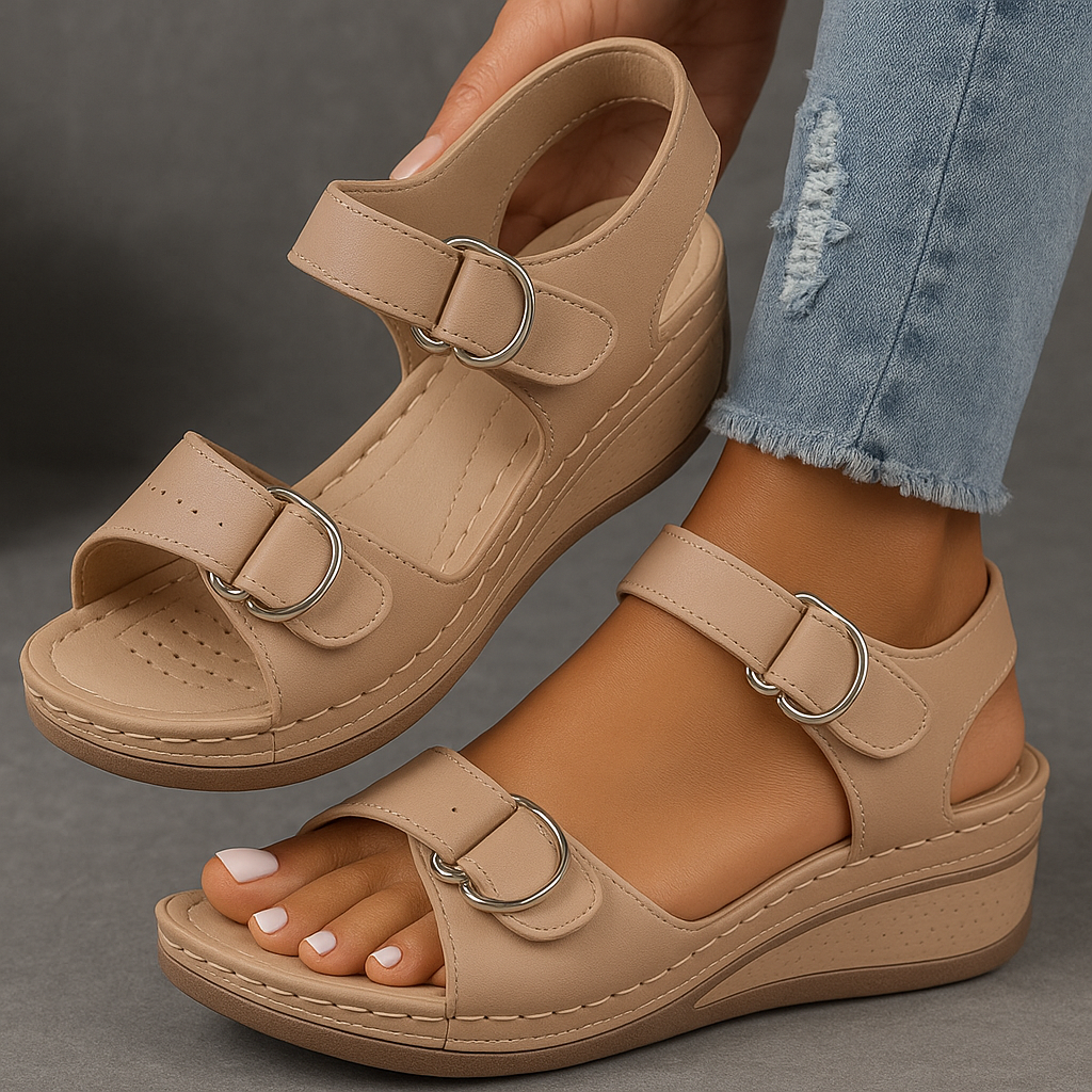 Sandales compensées confort décontracté avec brides Velcro