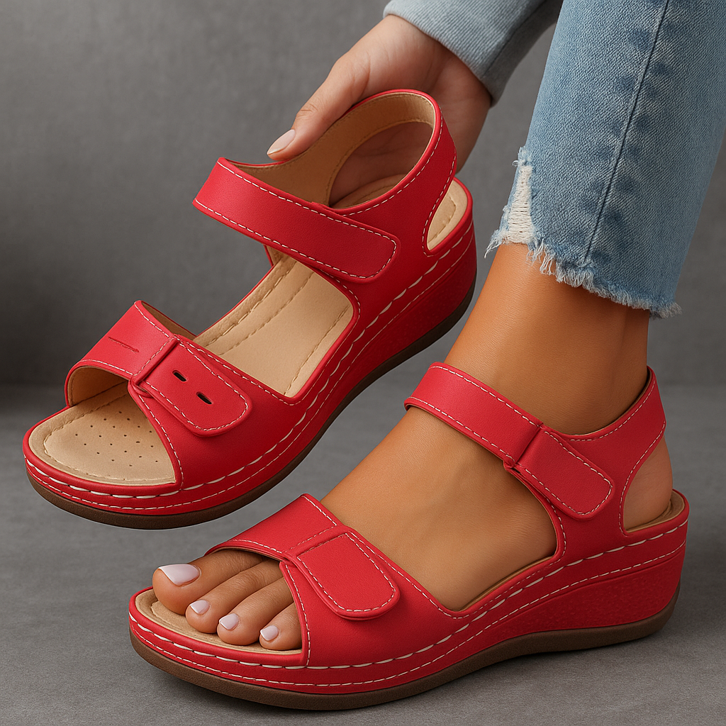 Sandales compensées confort décontracté avec brides Velcro