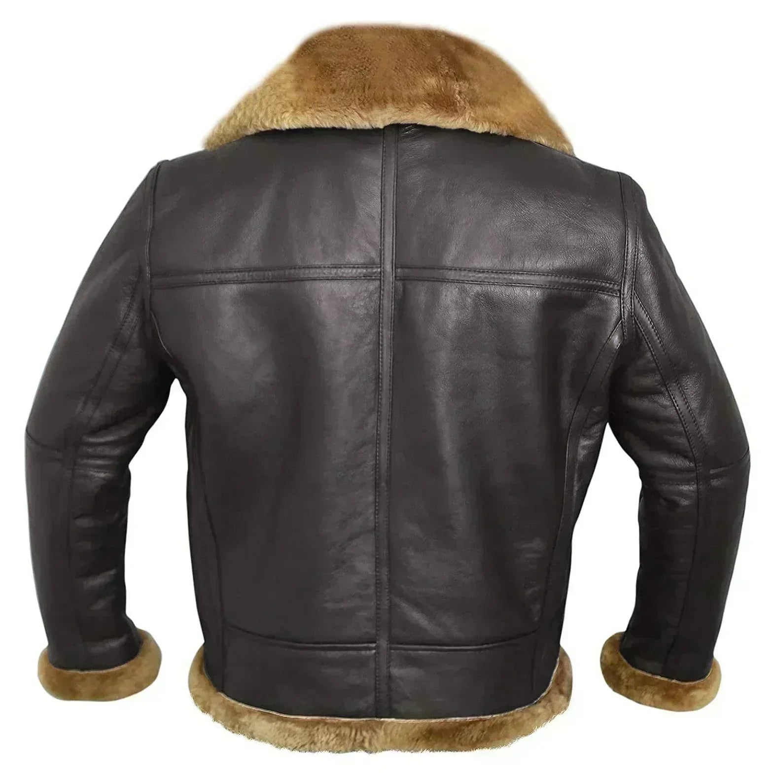 Men's Shearling-Lined Aviator Jacket with Faux Fur Collar