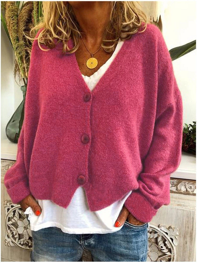 Women's V-Neck Button-Up Cardigan