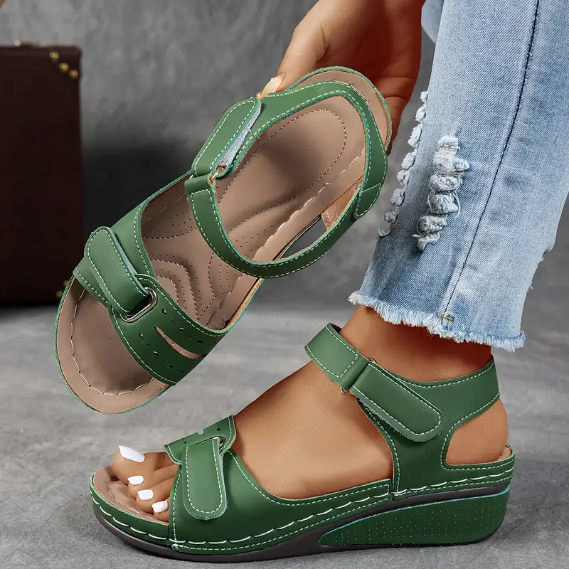 Sandales compensées confort décontracté avec brides Velcro