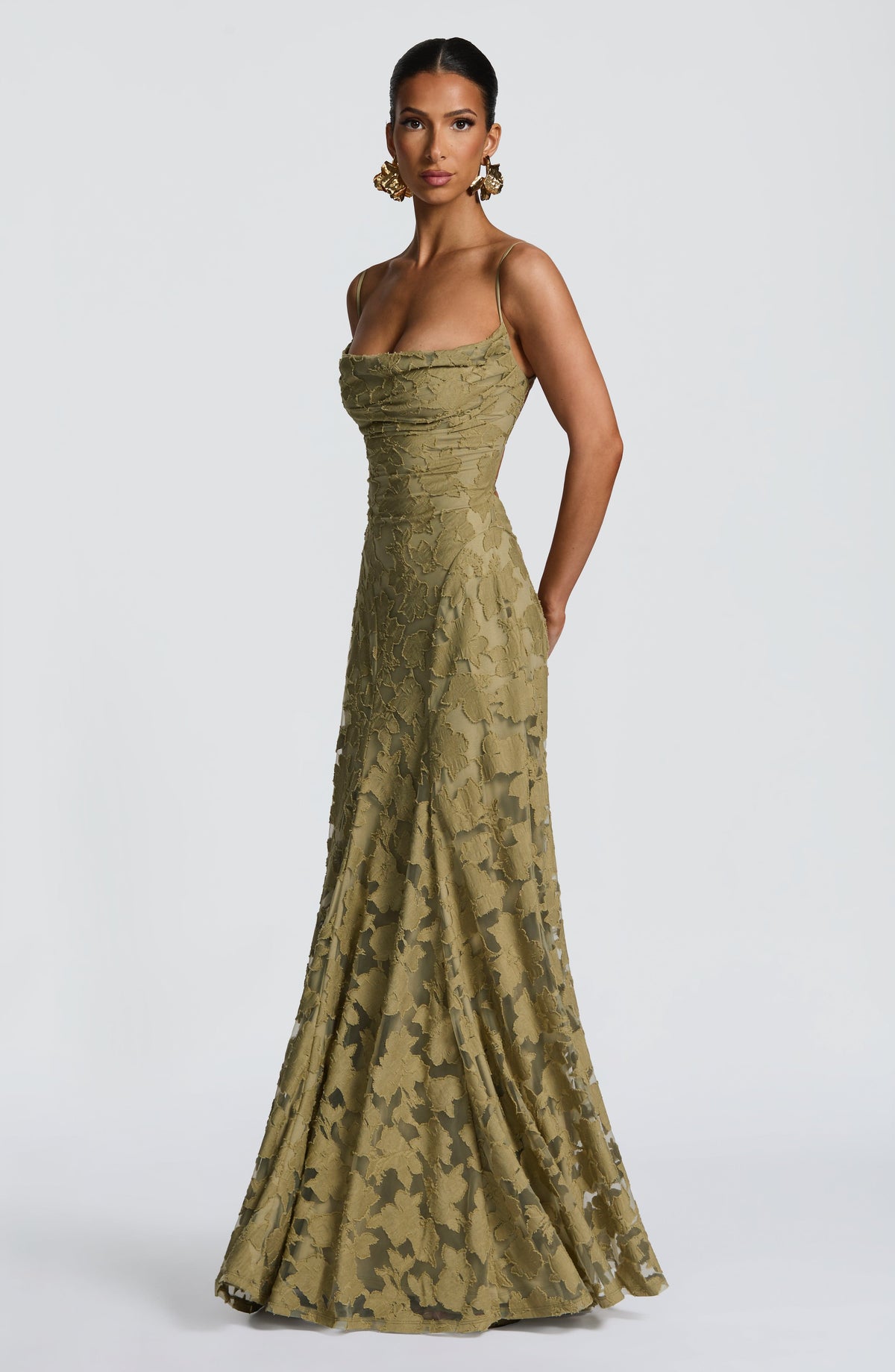 Women's Gingham Evening Party Maxi Dress with Flattering Lace