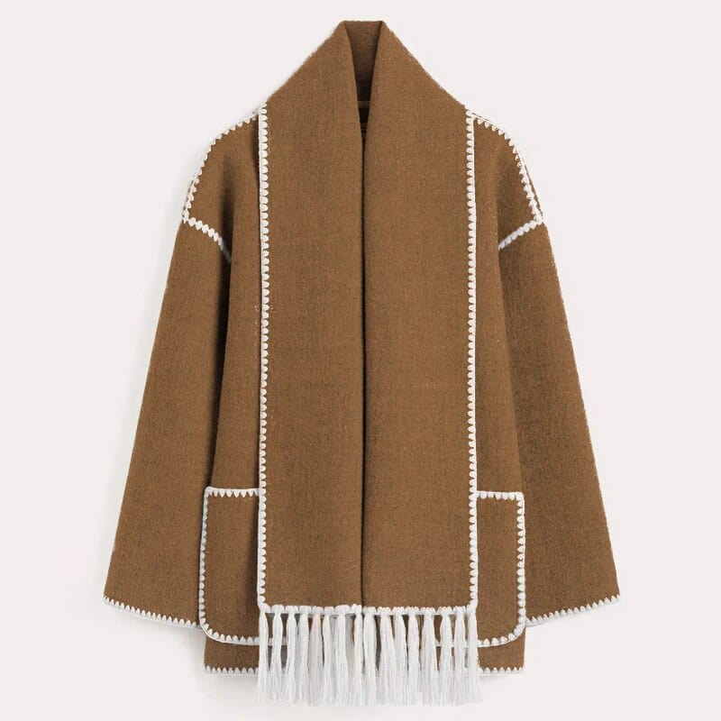 Cardigan aperto da donna con rifinitura a frange