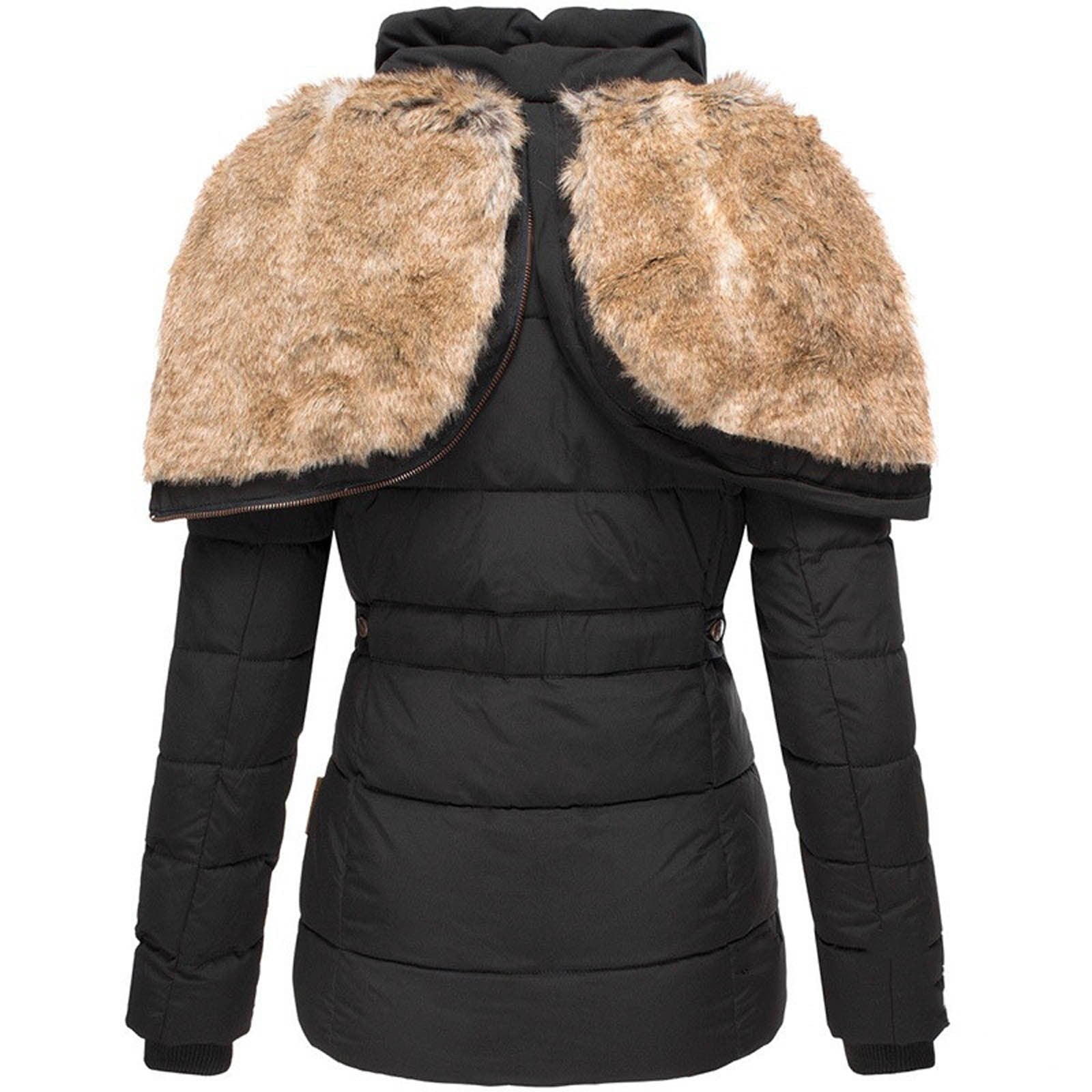 Parka à capuche pour femme avec doublure en fourrure